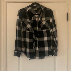 White and black plaid flannel